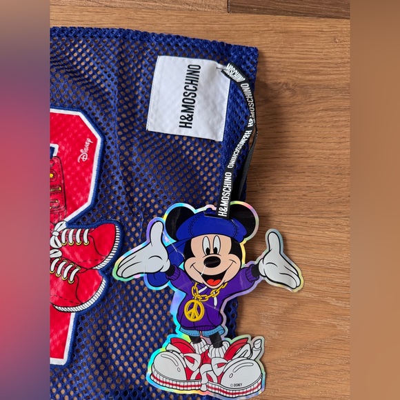 H&M X Moschino Football Mickey Minnie Blue Mesh Scarf Rare Disney One Size - Picture 6 of 6